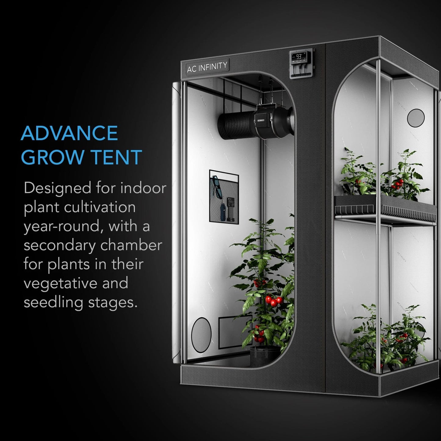 Cloudlab 743D, 2-in-1 Advance Grow Tent, 2000D Mylar canvas 120x90x183cm