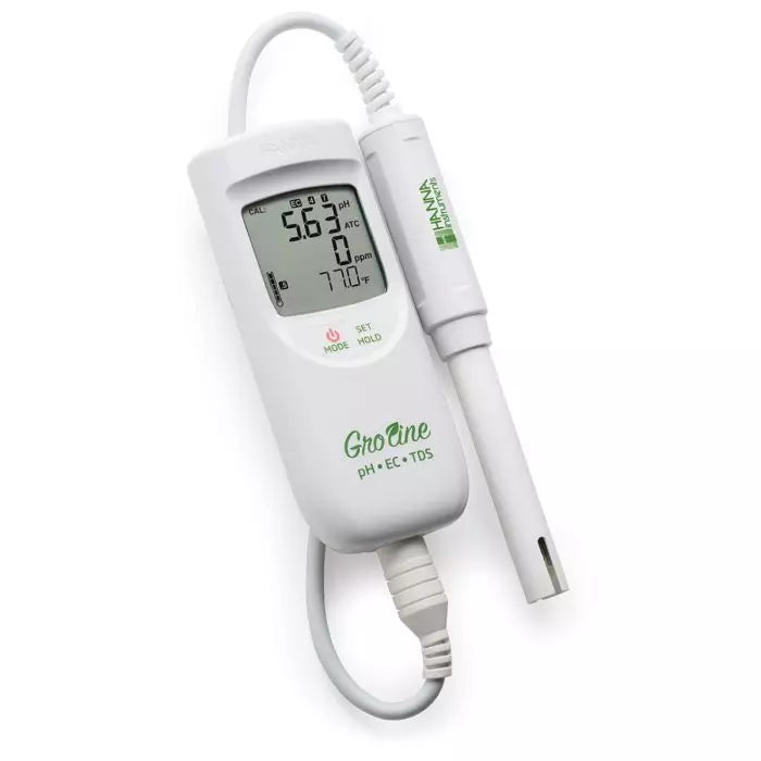 GroLine HI9814 Hydroponics Waterproof pH, EC, TDS, Temperature Meter