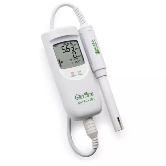 GroLine HI9814 Hydroponics Waterproof pH, EC, TDS, Temperature Meter